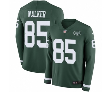 Men's Nike New York Jets #85 Wesley Walker Limited Green Therma Long Sleeve NFL Jersey