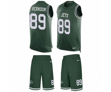 Men's Nike New York Jets #89 Chris Herndon Limited Green Tank Top Suit NFL Jersey