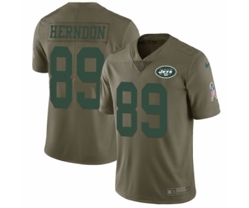 Men's Nike New York Jets #89 Chris Herndon Limited Olive 2017 Salute to Service NFL Jersey