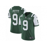 Men's Nike New York Jets #9 Bryce Petty Vapor Untouchable Limited Green Team Color NFL Jersey