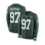 Men's Nike New York Jets #97 Nathan Shepherd Limited Green Therma Long Sleeve NFL Jersey