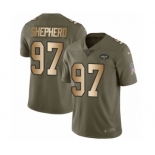 Men's Nike New York Jets #97 Nathan Shepherd Limited Olive Gold 2017 Salute to Service NFL Jersey