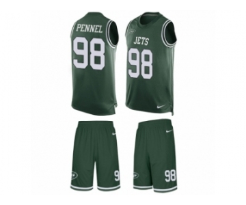 Men's Nike New York Jets #98 Mike Pennel Limited Green Tank Top Suit NFL Jersey