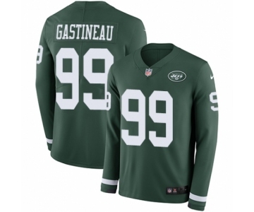 Men's Nike New York Jets #99 Mark Gastineau Limited Green Therma Long Sleeve NFL Jersey