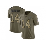 Nike New York Jets #14 Sam Darnold Olive Camo Men Stitched NFL Limited 2017 Salute To Service Jersey