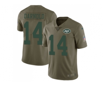 Nike New York Jets #14 Sam Darnold Olive Men Stitched NFL Limited 2017 Salute To Service Jersey