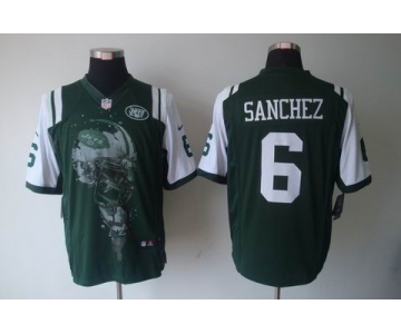 nike nfl jerseys new york jets #6 sanchez green[helmet tri-blend limited]