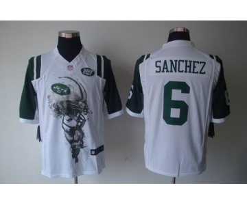 nike nfl jerseys new york jets #6 sanchez white[helmet tri-blend limited]