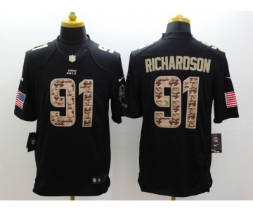 nike nfl jerseys new york jets #91 richardson black[salute to service limited]