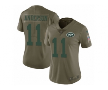 Women Nike New York Jets #11 Robby Anderson Limited Olive 2017 Salute to Service NFL Jersey