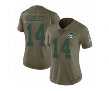 Women Nike New York Jets #14 Jeremy Kerley Limited Olive 2017 Salute to Service NFL Jersey