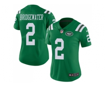 Women Nike New York Jets #2 Teddy Bridgewater Green Stitched NFL Limited Rush Jersey