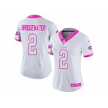 Women Nike New York Jets #2 Teddy Bridgewater White Pink Stitched NFL Limited Rush Fashion Jersey