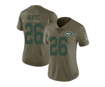 Women Nike New York Jets #26 Marcus Maye Olive Stitched NFL Limited 2017 Salute to Service Jersey