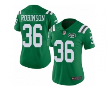 Women Nike New York Jets #36 Rashard Robinson Limited Green Rush Vapor Untouchable NFL Jersey