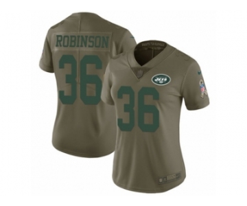 Women Nike New York Jets #36 Rashard Robinson Limited Olive 2017 Salute to Service NFL Jersey