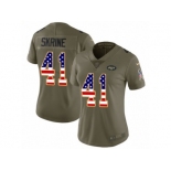 Women Nike New York Jets #41 Buster Skrine Limited Olive USA Flag 2017 Salute to Service NFL Jersey