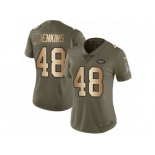 Women Nike New York Jets #48 Jordan Jenkins Limited Olive Gold 2017 Salute to Service NFL Jersey