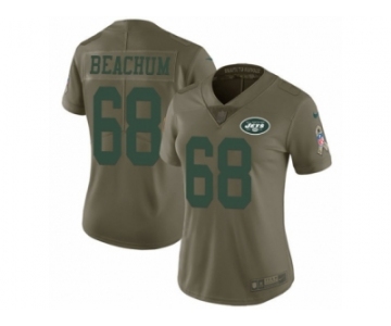 Women Nike New York Jets #68 Kelvin Beachum Limited Olive 2017 Salute to Service NFL Jersey