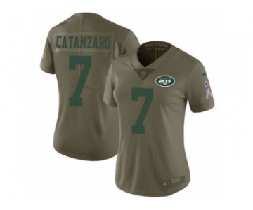 Women Nike New York Jets #7 Chandler Catanzaro Limited Olive 2017 Salute to Service NFL Jersey