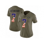 Women Nike New York Jets #7 Chandler Catanzaro Limited Olive USA Flag 2017 Salute to Service NFL Jersey