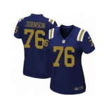 Women Nike New York Jets #76 Wesley Johnson Game Navy Blue Alternate NFL Jersey