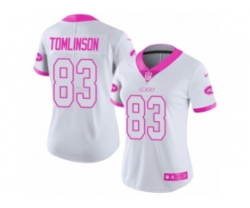 Women Nike New York Jets #83 Eric Tomlinson Limited White Pink Rush Fashion NFL Jersey