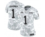 Women's New York Jets #1 Sauce Gardner 2024 F.U.S.E Arctic Camo Salute To Service Limited Stitched Jersey