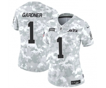 Women's New York Jets #1 Sauce Gardner 2024 F.U.S.E Arctic Camo Salute To Service Limited Stitched Jersey