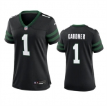 Women's New York Jets #1 Sauce Gardner Black 2024 Football Stitched Jersey