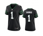 Women's New York Jets #1 Sauce Gardner Black 2024 Football Stitched Jersey