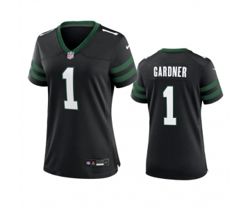 Women's New York Jets #1 Sauce Gardner Black 2024 Football Stitched Jersey