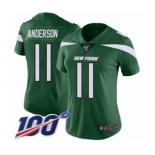 Women's New York Jets #11 Robby Anderson Green Team Color Vapor Untouchable Limited Player 100th Season Football Jersey