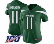 Women's New York Jets #11 Robby Anderson Green Team Color Vapor Untouchable Limited Player 100th Season Football Jersey