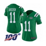 Women's New York Jets #11 Robby Anderson Limited Green Rush Vapor Untouchable 100th Season Football Jersey