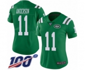 Women's New York Jets #11 Robby Anderson Limited Green Rush Vapor Untouchable 100th Season Football Jersey