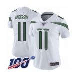 Women's New York Jets #11 Robby Anderson White Vapor Untouchable Limited Player 100th Season Football Jersey