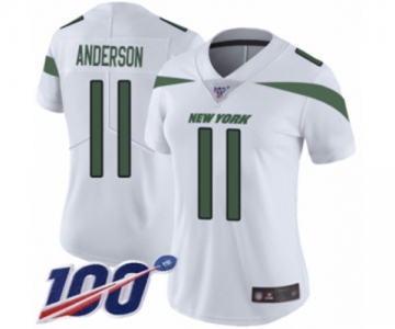 Women's New York Jets #11 Robby Anderson White Vapor Untouchable Limited Player 100th Season Football Jersey