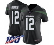 Women's New York Jets #12 Joe Namath Black Alternate Vapor Untouchable Limited Player 100th Season Football Jersey