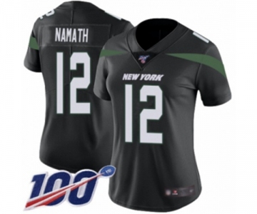 Women's New York Jets #12 Joe Namath Black Alternate Vapor Untouchable Limited Player 100th Season Football Jersey