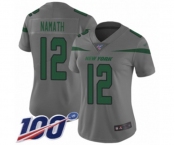 Women's New York Jets #12 Joe Namath Limited Gray Inverted Legend 100th Season Football Jersey