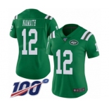 Women's New York Jets #12 Joe Namath Limited Green Rush Vapor Untouchable 100th Season Football Jersey