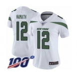 Women's New York Jets #12 Joe Namath White Vapor Untouchable Limited Player 100th Season Football Jersey