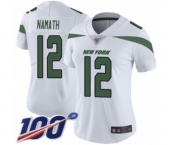 Women's New York Jets #12 Joe Namath White Vapor Untouchable Limited Player 100th Season Football Jersey