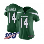 Women's New York Jets #14 Sam Darnold Green Team Color Vapor Untouchable Limited Player 100th Season Football Jersey