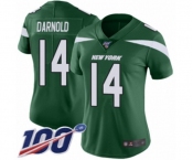 Women's New York Jets #14 Sam Darnold Green Team Color Vapor Untouchable Limited Player 100th Season Football Jersey