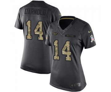 Women's New York Jets #14 Sam Darnold Limited Black 2016 Salute to Service Football Jersey