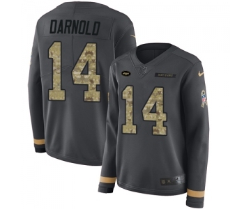 Women's New York Jets #14 Sam Darnold Limited Black Salute to Service Therma Long Sleeve Football Jersey