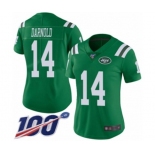 Women's New York Jets #14 Sam Darnold Limited Green Rush Vapor Untouchable 100th Season Football Jersey