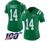 Women's New York Jets #14 Sam Darnold Limited Green Rush Vapor Untouchable 100th Season Football Jersey